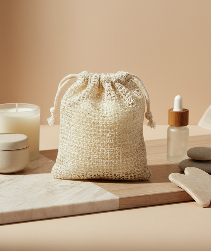 zeepzakje gevuld met neutrale achtergrond - Alune cosmetics